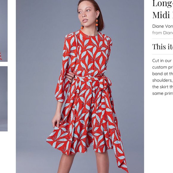 Diane Von Furstenberg Dresses & Skirts - DVF Long-Sleeve Waist Tie Draped Midi Dress